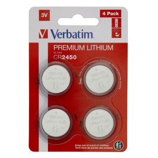 VERBATIM BATTERIE A BOTTONE 3VOLT LITIO CR2450 4PZ