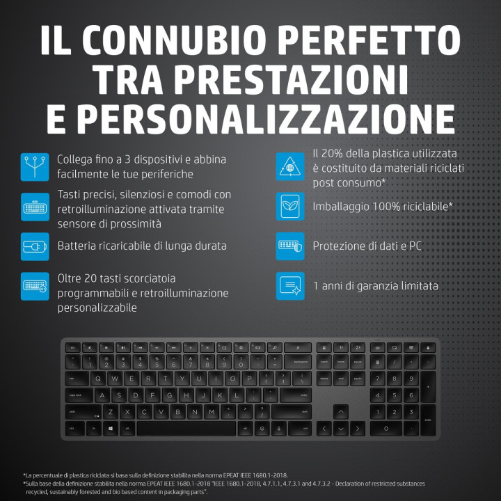 HP INC. HP 975 USBBT  DUAL-MODE WIRELESS KEYBOARD