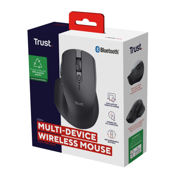 TRUST OZAA MULTI-CONNECT WIRELESS MOUSE BLK