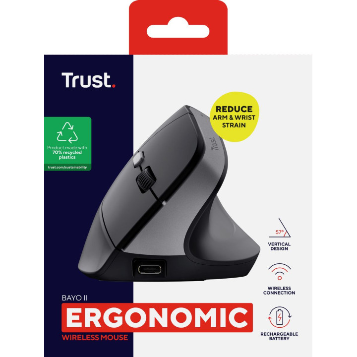 TRUST BAYO II ERGONOMIC WIRELESS MOUSE BLK