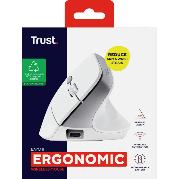 TRUST BAYO II ERGONOMIC WIRELESS MOUSE WHT