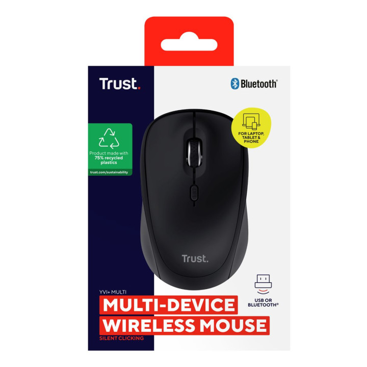 TRUST YVI MULTI-DEVICE WIRELESS MOUSE BLACK