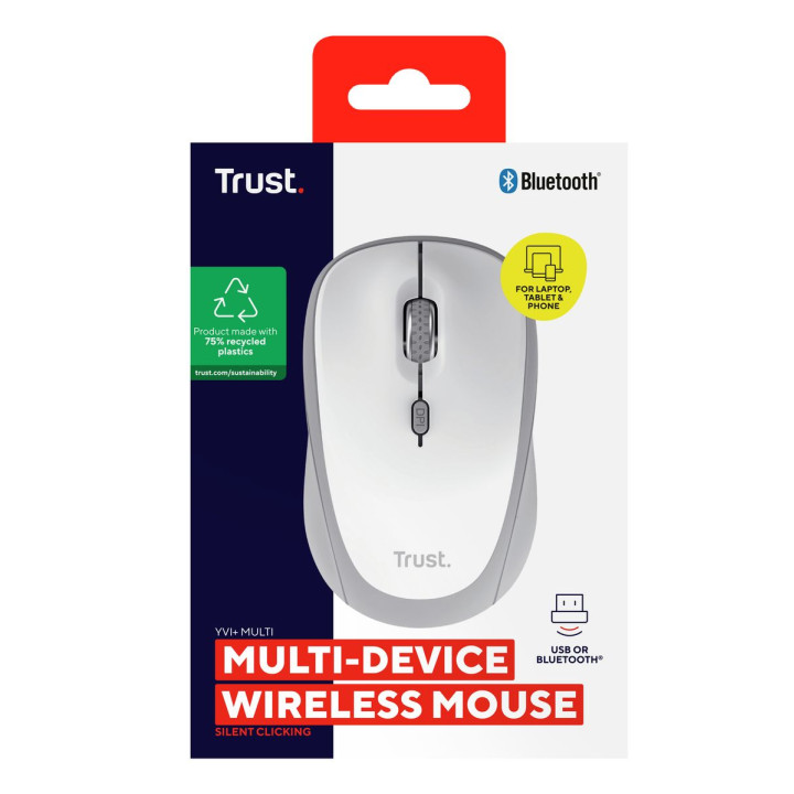 TRUST YVI MULTI-DEVICE WIRELESS MOUSE WHITE