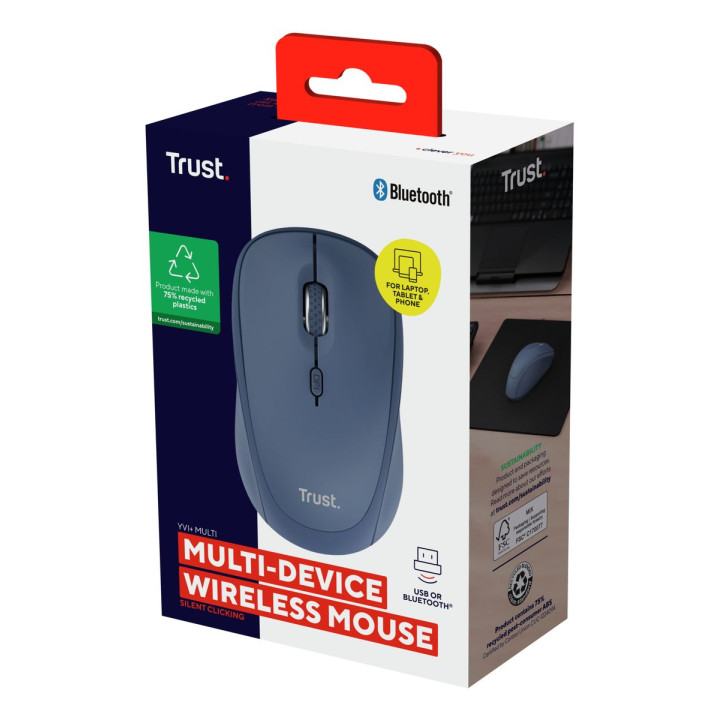 TRUST YVI MULTI-DEVICE WIRELESS MOUSE BLUE