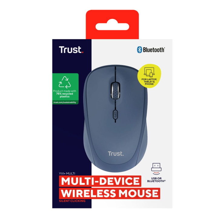 TRUST YVI MULTI-DEVICE WIRELESS MOUSE BLUE