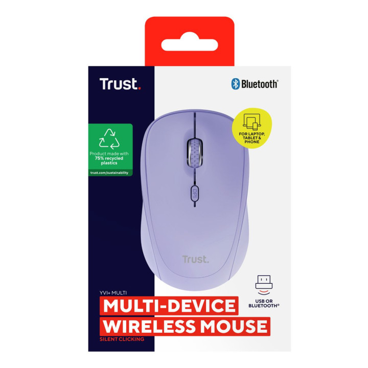 TRUST YVI MULTI-DEVICE WIRELESS MOUSE PURPLE