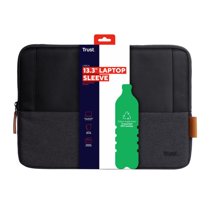 TRUST LISBOA 13.3  LAPTOP SLEEVE - BLACK