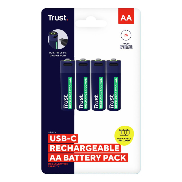 TRUST USB-C RECHARGEABLE BATTERIES 4P - AA